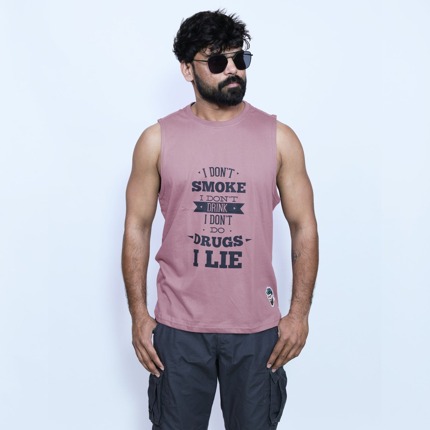 Men's Purple Graphic Printed Sando