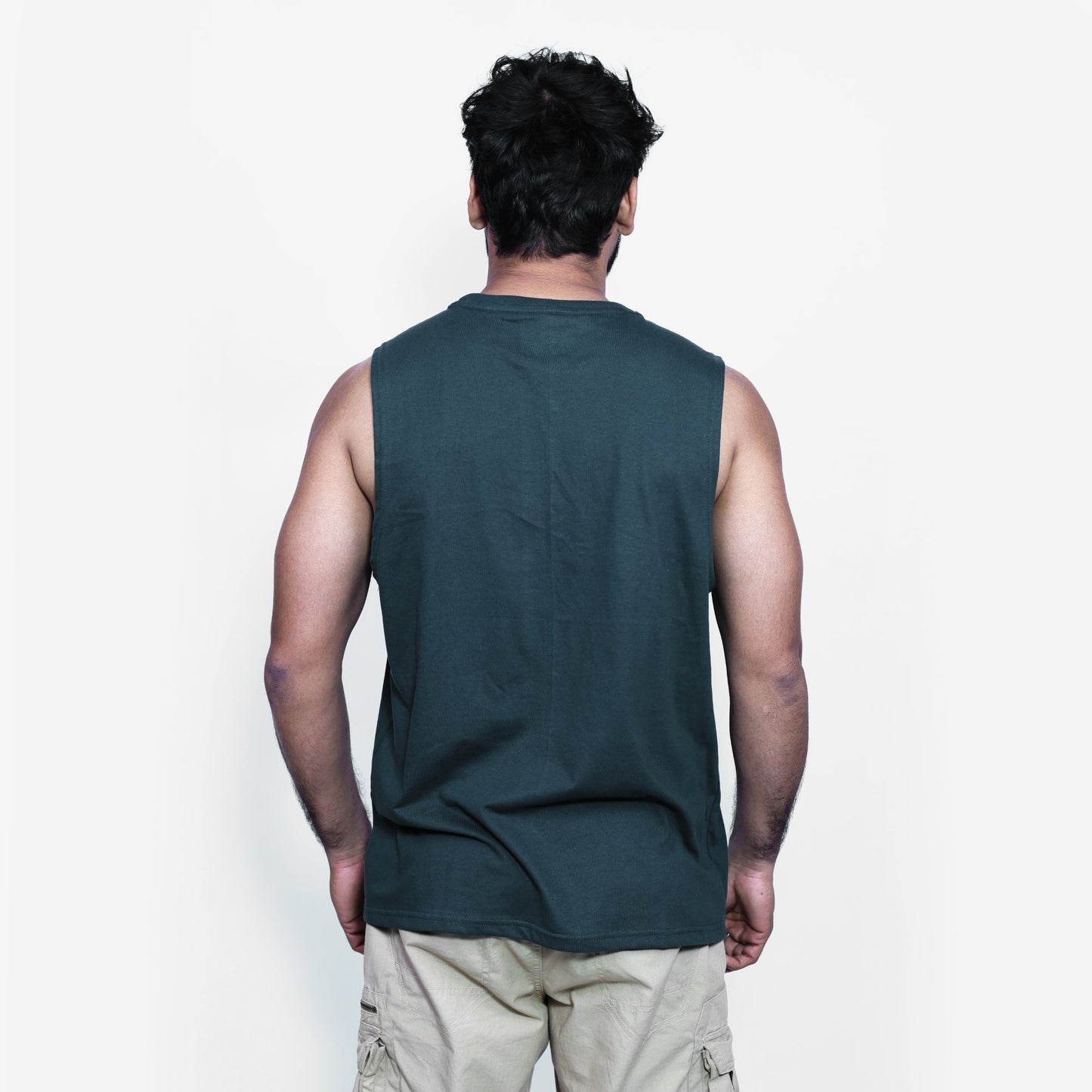 Men's Dark Teal Graphic Printed Sando