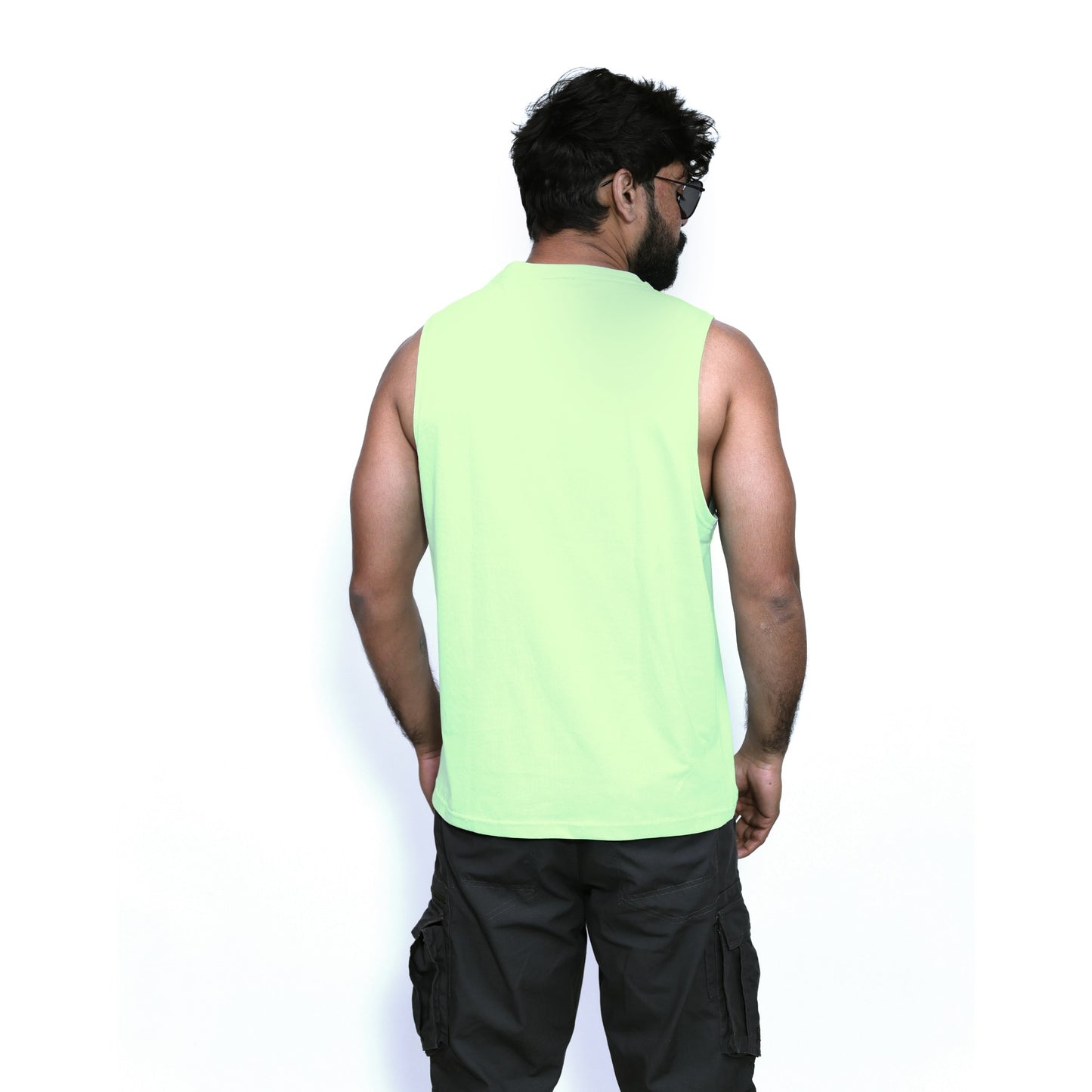 Men's Neon Green Graphic Printed Sando