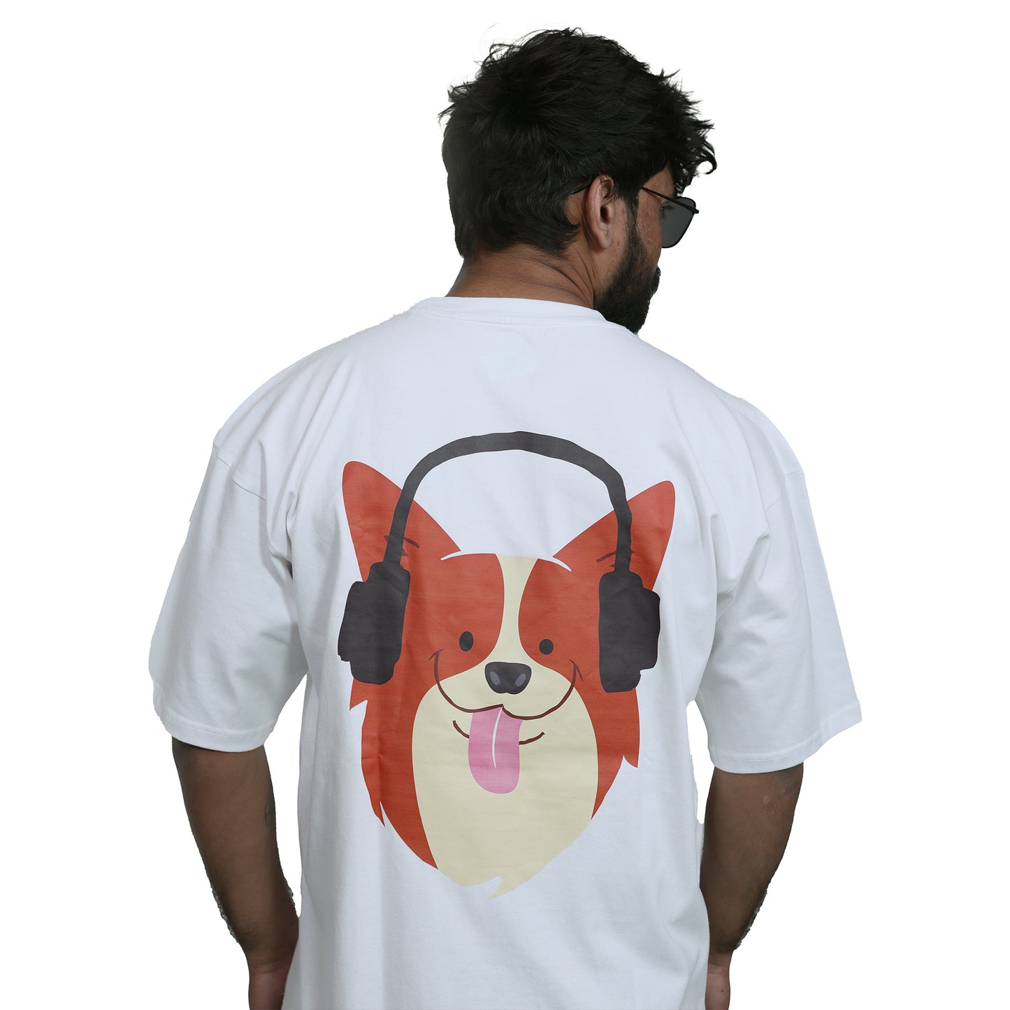 Men's White Dog Lover Graphic Printed Relaxed Fit T-shirt