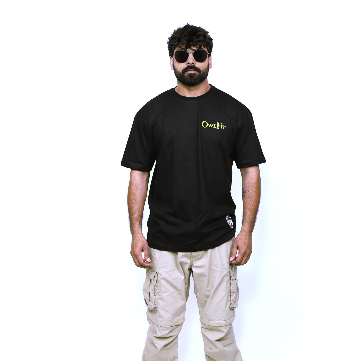 Men's Black Graphic Printed Relaxed Fit T-shirt