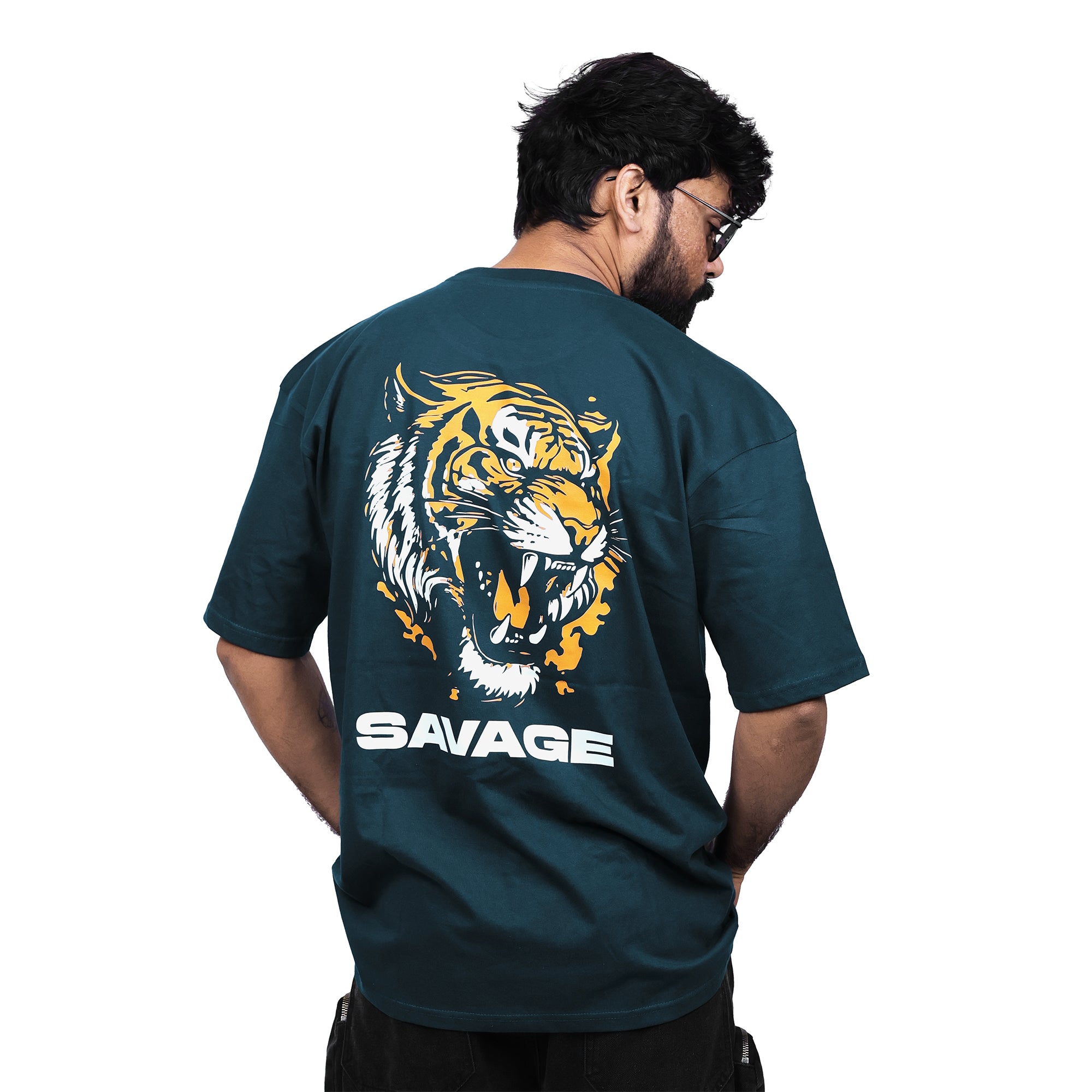 Dark Teal Graphic Printed Relaxed Fit T-shirt
