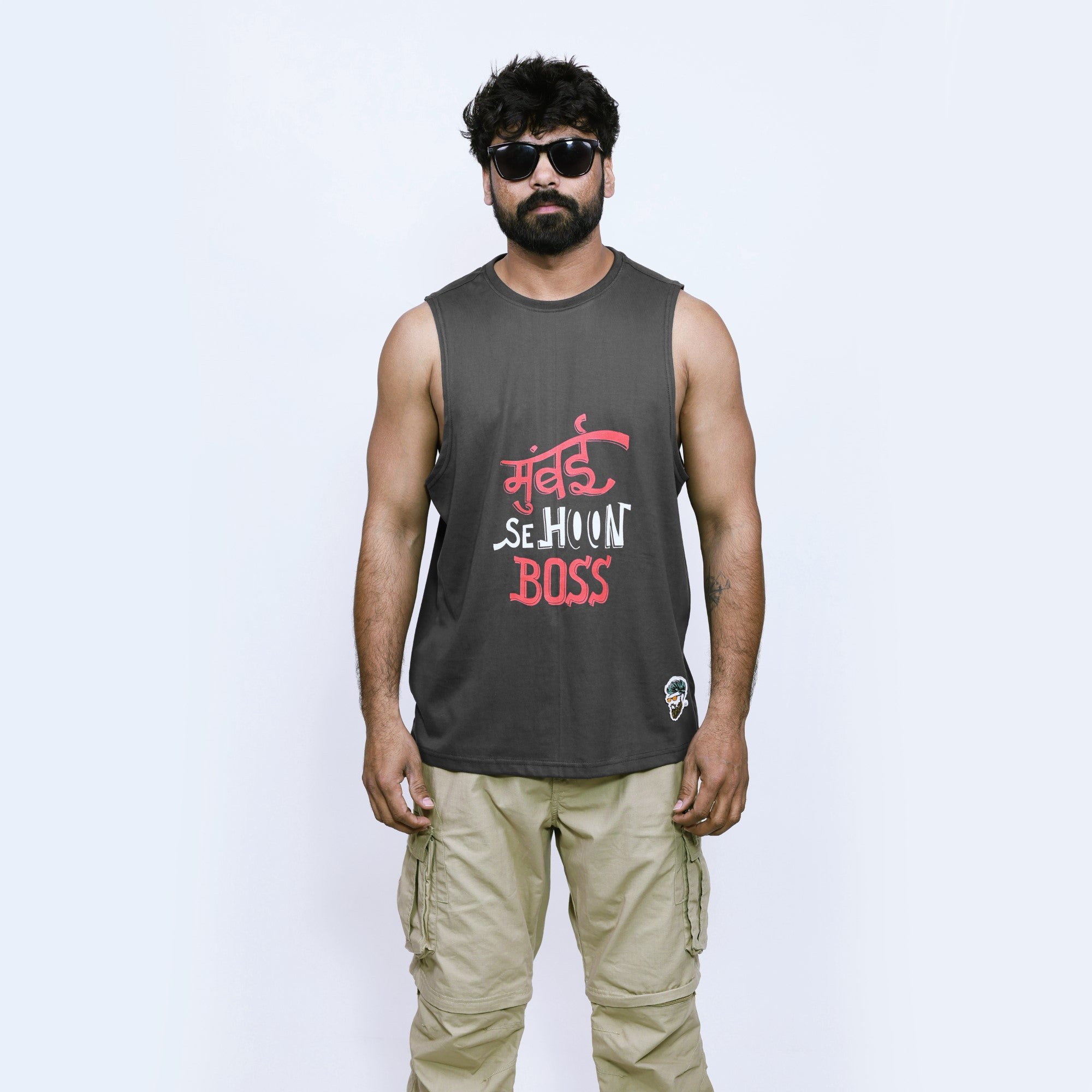Men's Charcoal Black Mumbai Vibes Graphic Sando
