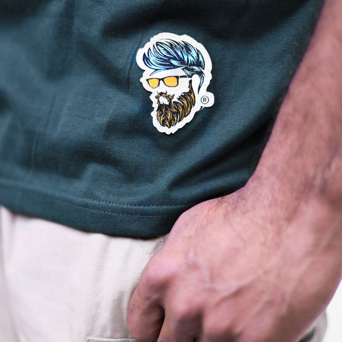 Men's Dark Teal Graphic Printed Sando