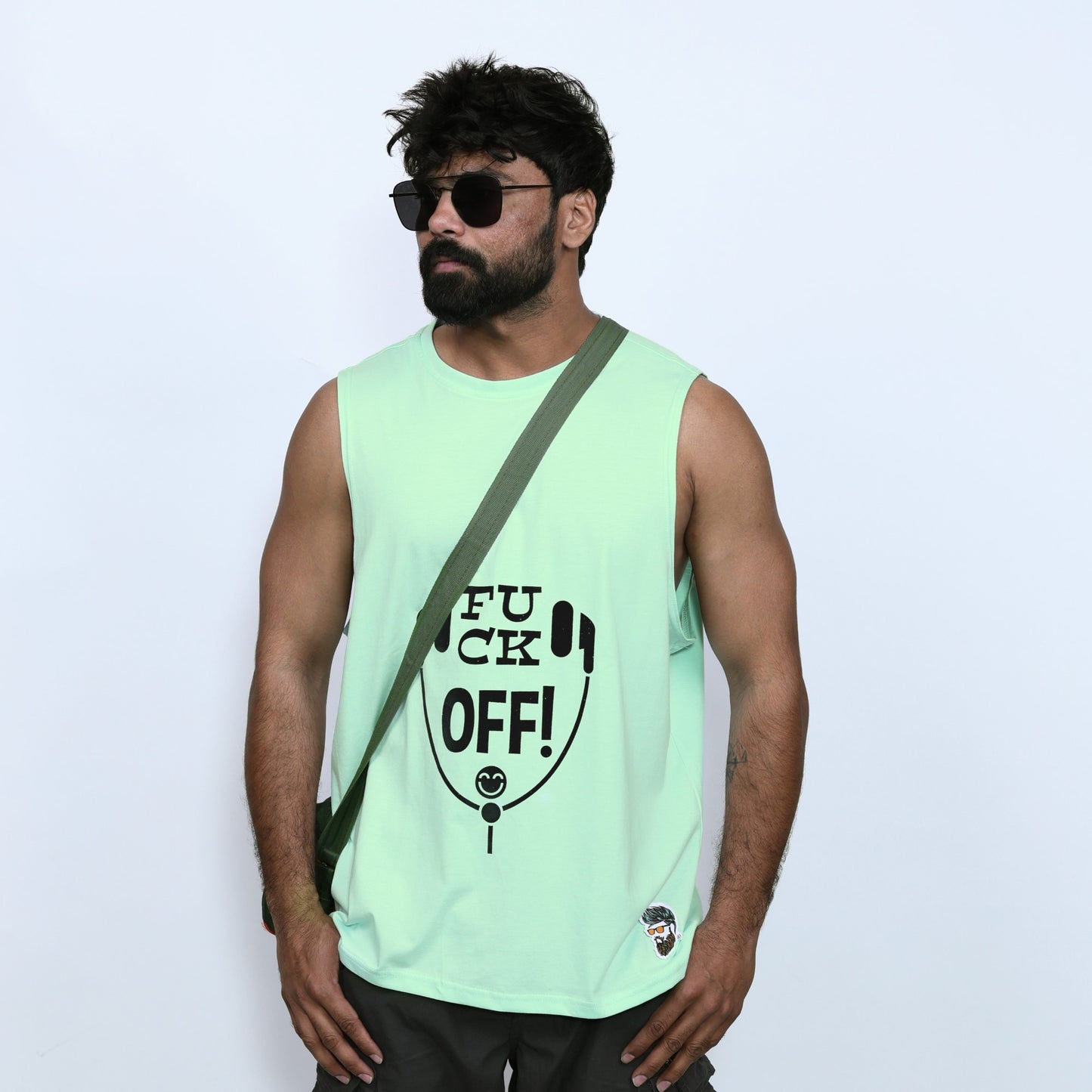 Men's Neon Green Graphic Printed Sando