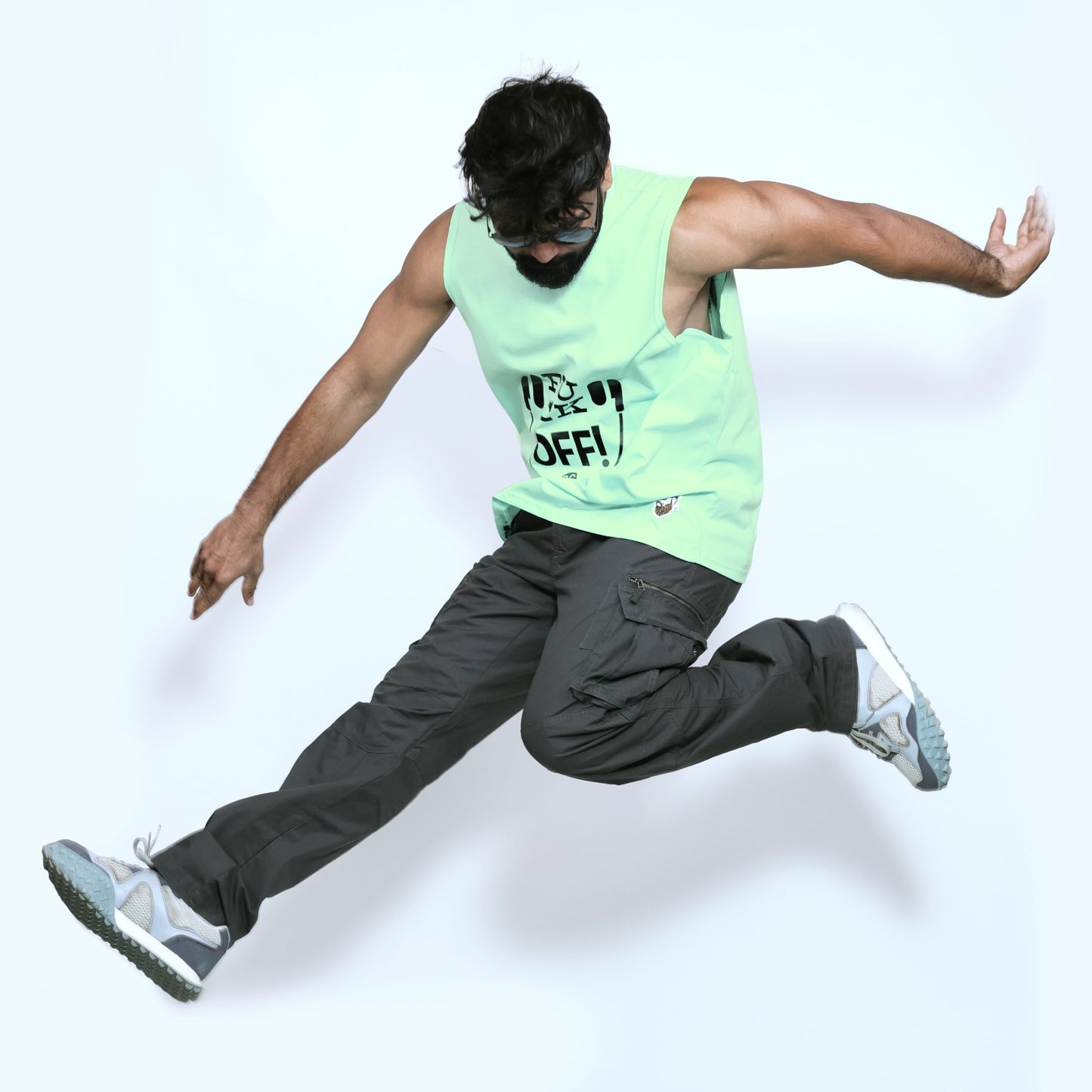Men's Neon Green Graphic Printed Sando