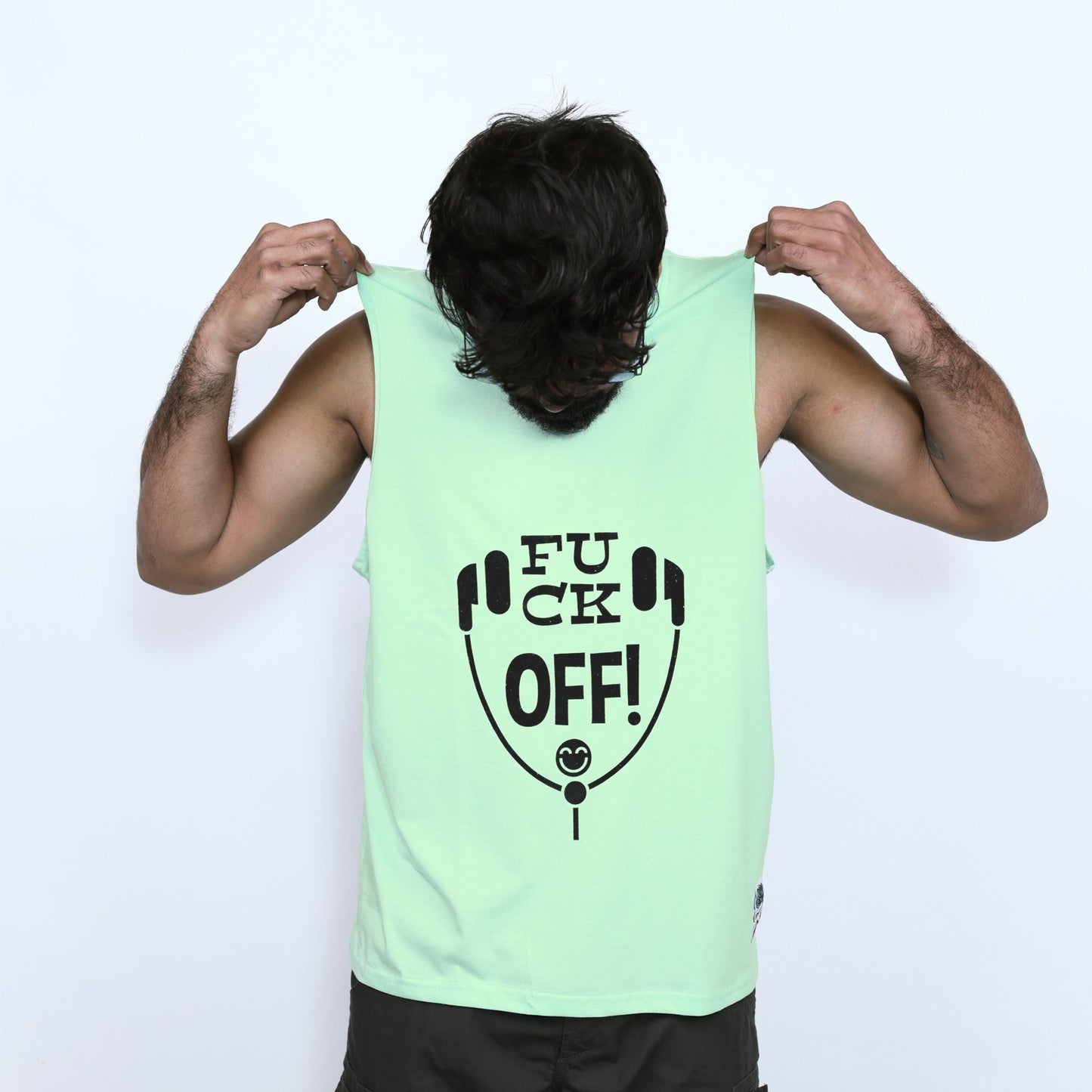 Men's Neon Green Graphic Printed Sando